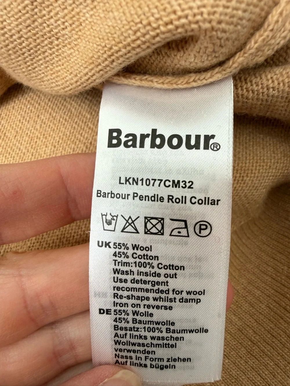 Barbour Pendle Roll Collar Wool Blend Camel Turtleneck US 14 - Picture 12 of 12